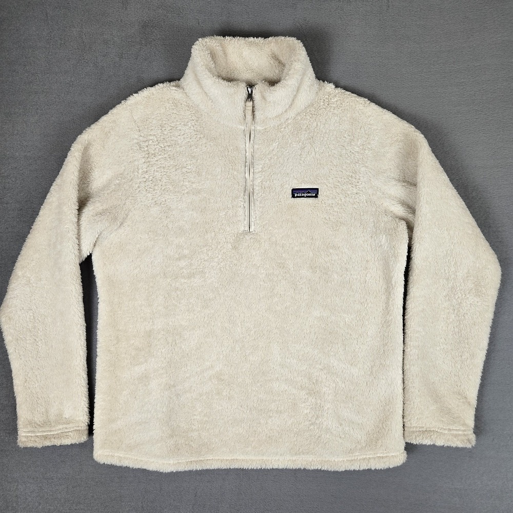 Patagonia Los Gatos 1/4 Zip‎ Pullover Womens XL Fuzzy Fleece White Cozy Outdoor